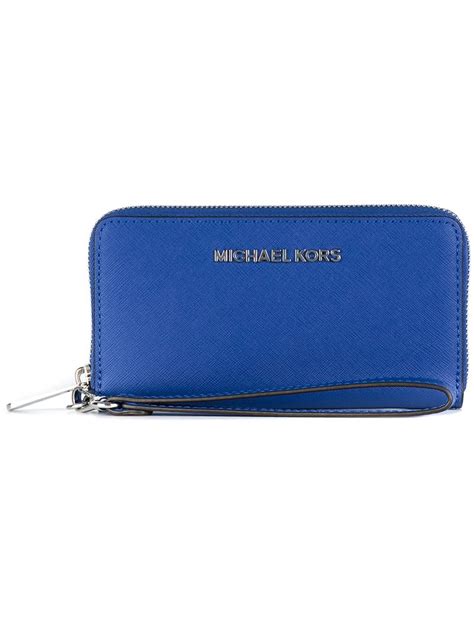 michael kors pale blue jet set wallet|Michael Kors zippered wallet.